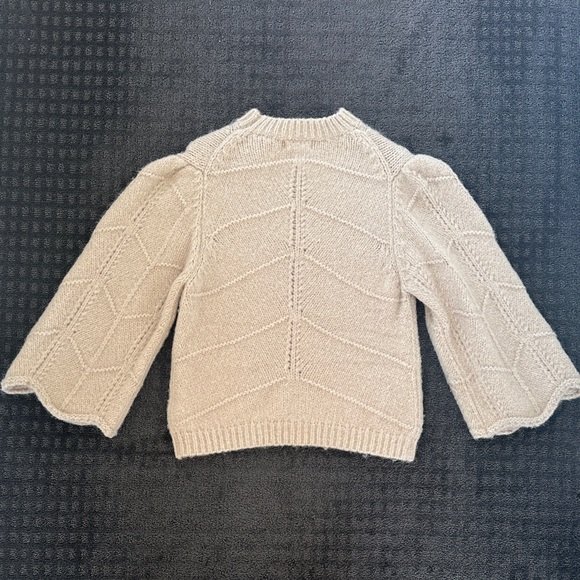 Chic Cream Sweater with Patterned Sleeves - Picture 4 of 6
